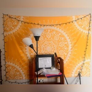 Yellow medallion tapestry